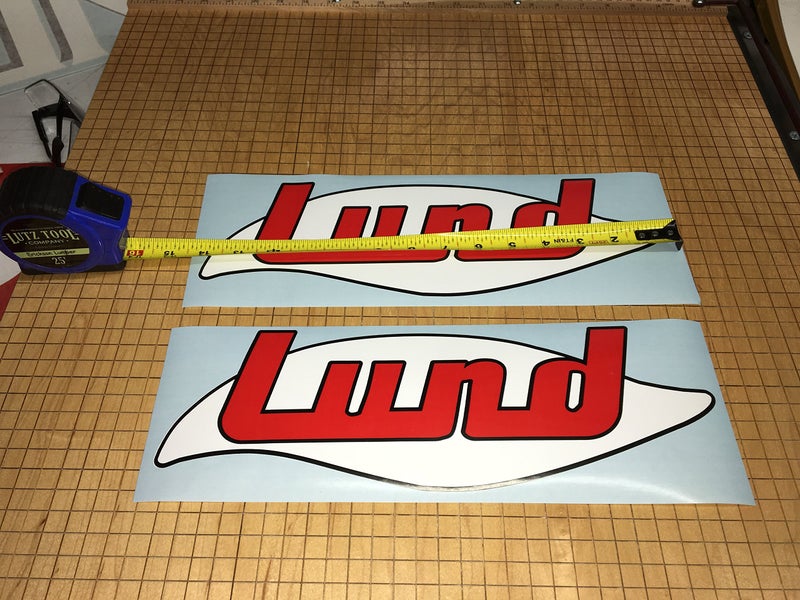 LUND Extra Vintage Boat Pair Decals 70's 60's SSV Rebel S16 S14 Rebel Ships Priority - Image 1